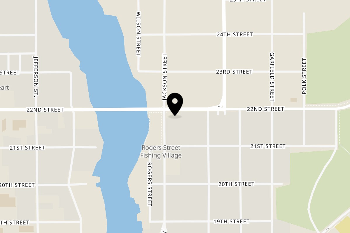 Map showing the location of Pop-Start Pizza on 1033 22nd St in Two Rivers